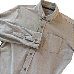 L.L. Bean Men’s Gray Button Up Long Sleeve Slightly Fitted Shirt Size Large